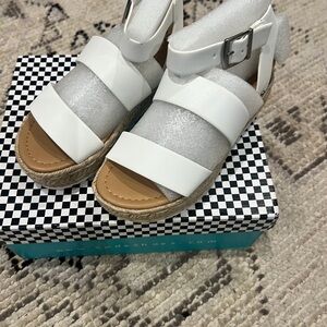 Soda White and Silver Espadrille Sandals